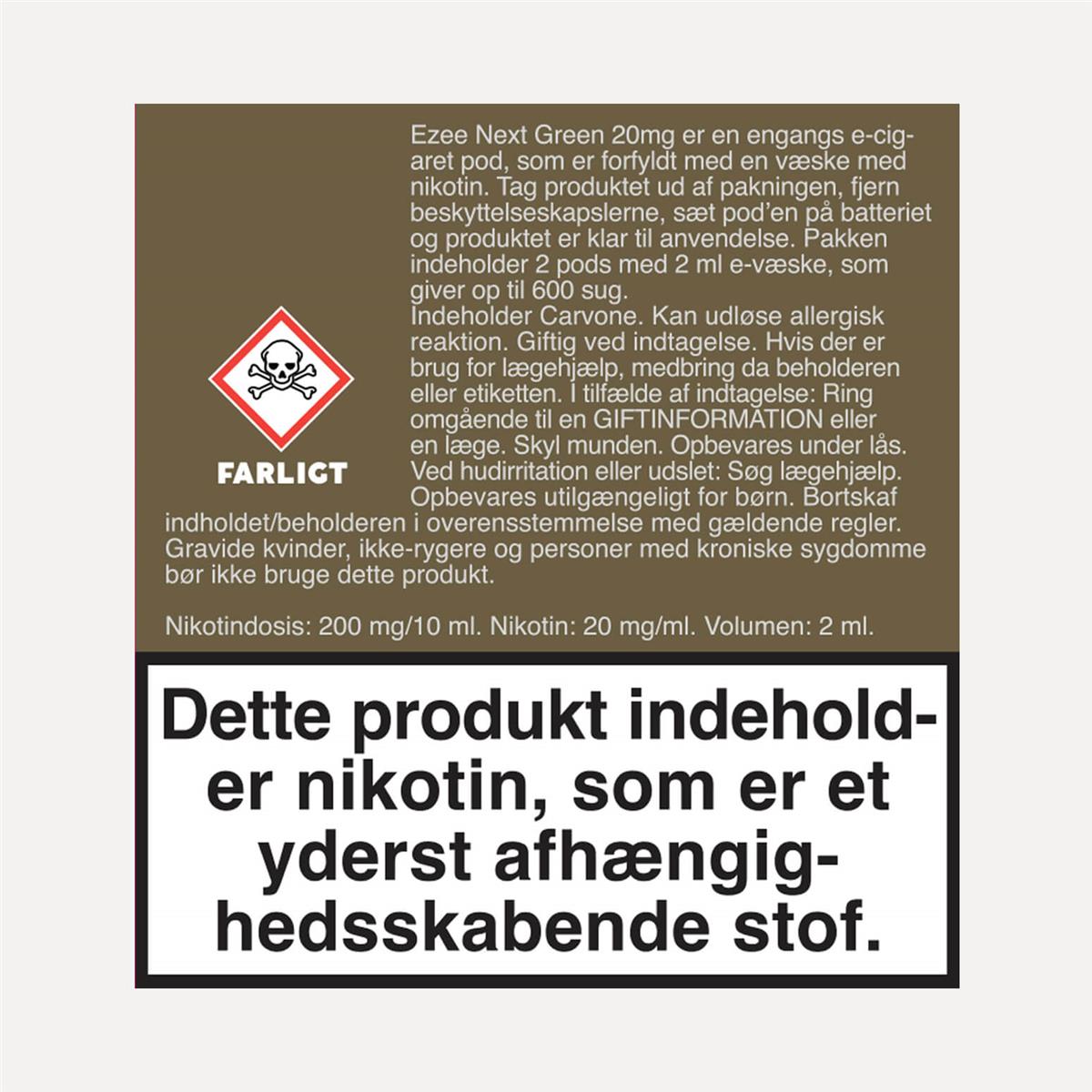 Ezee Next Green 20mg - Pods med Menthol smag 2 Stk.