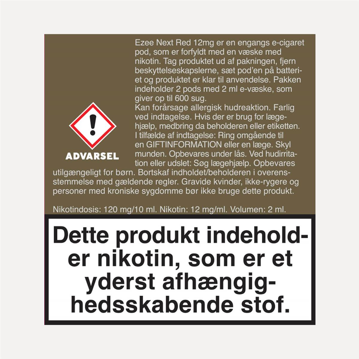 Ezee Next Pod startpakke Blå - Tobakssmag 12mg nikotin