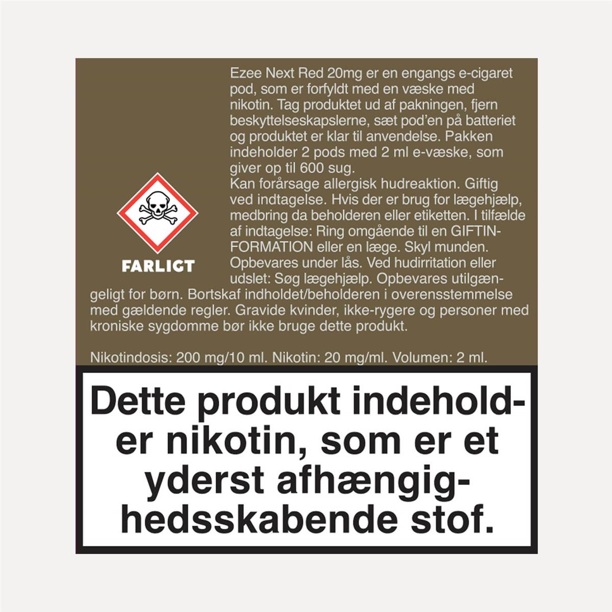 Ezee Next Pod startpakke Blå - Tobakssmag 20mg nikotin