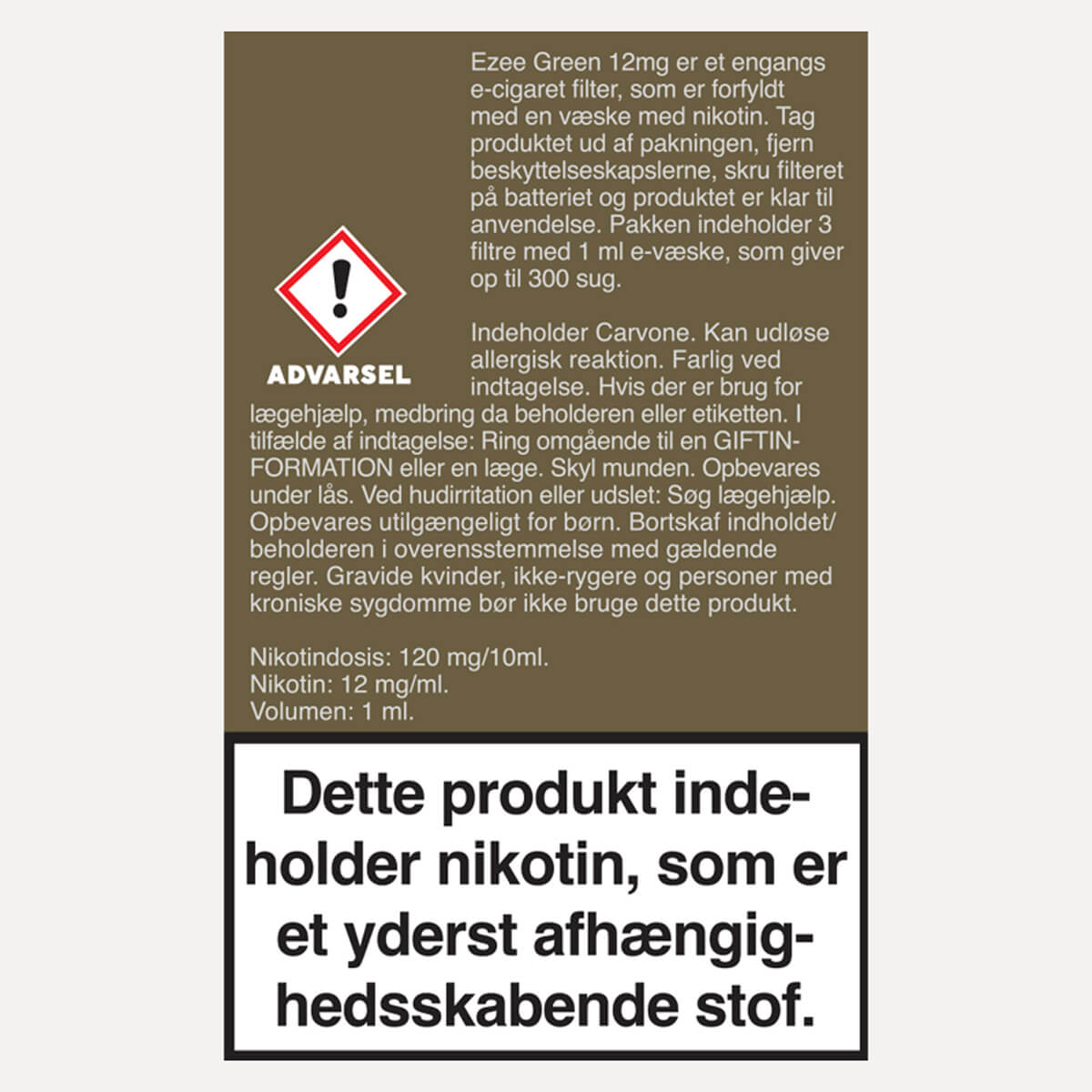 Ezee e-cigaret startpakke Grøn - Menthol smag 12mg nikotin
