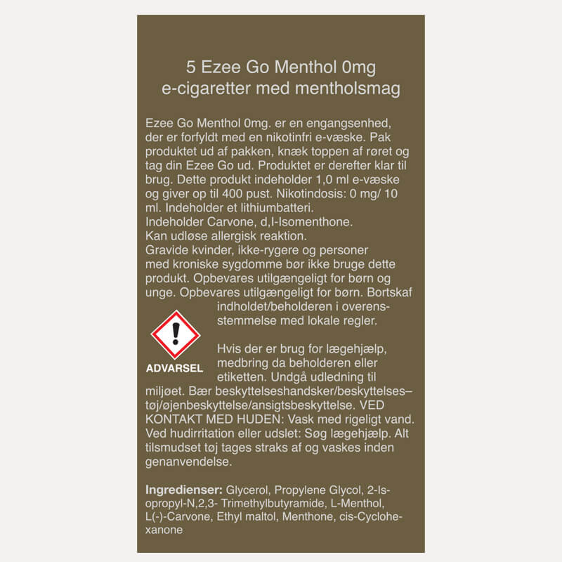 Ezee Go Engangs Nikotinfri Vape Menthol