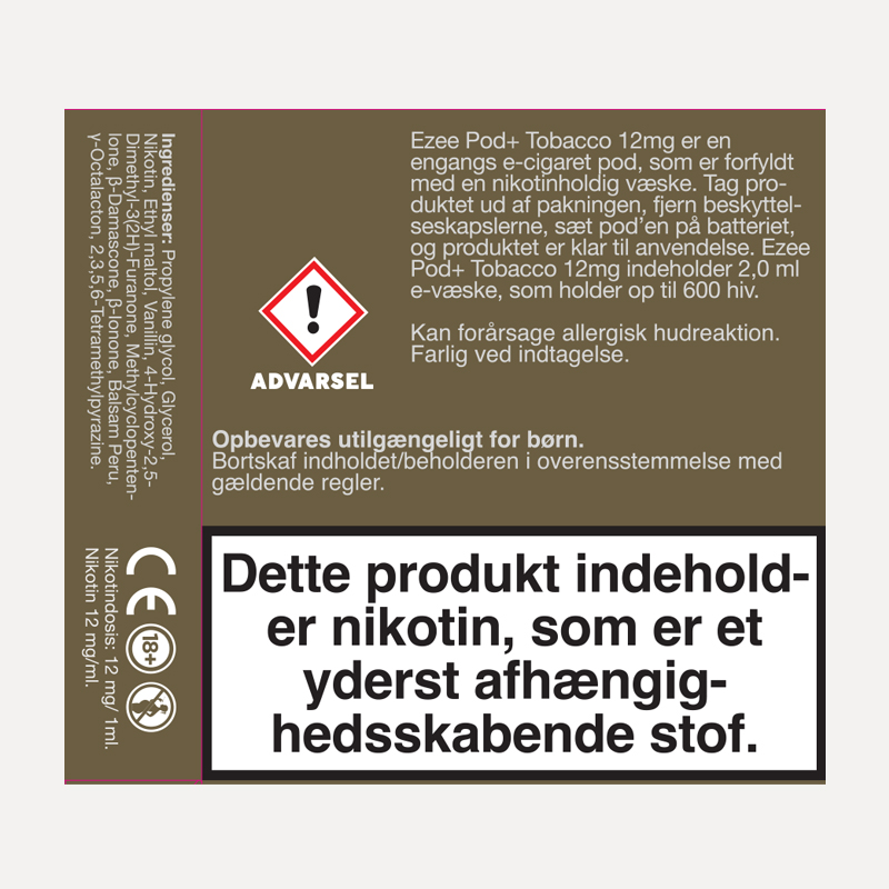 Ezee Pods Tobak 12mg/ml Nikotin 20 Stk.