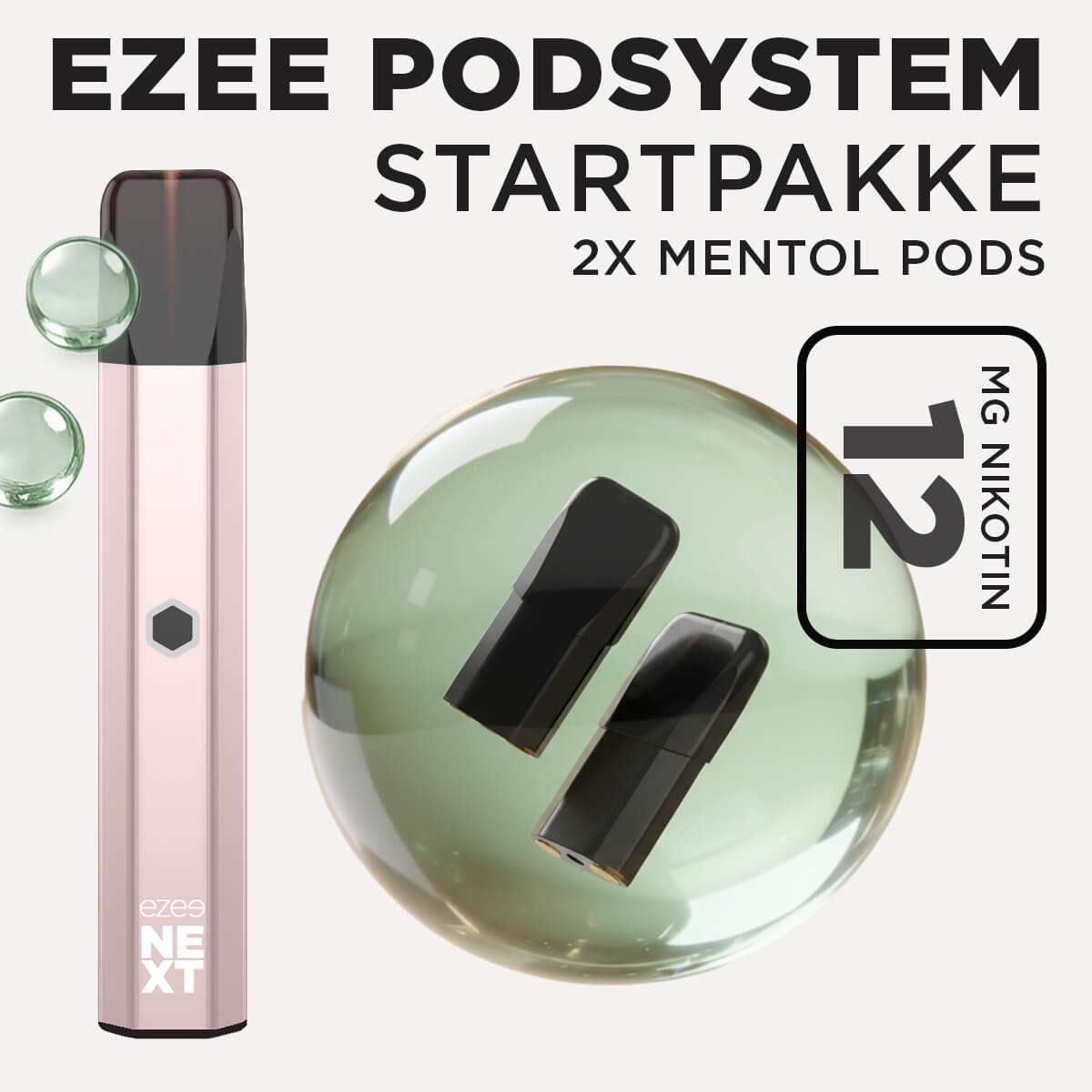 Ezee Next Pod startpakke Beige - Menthol smag 12mg nikotin