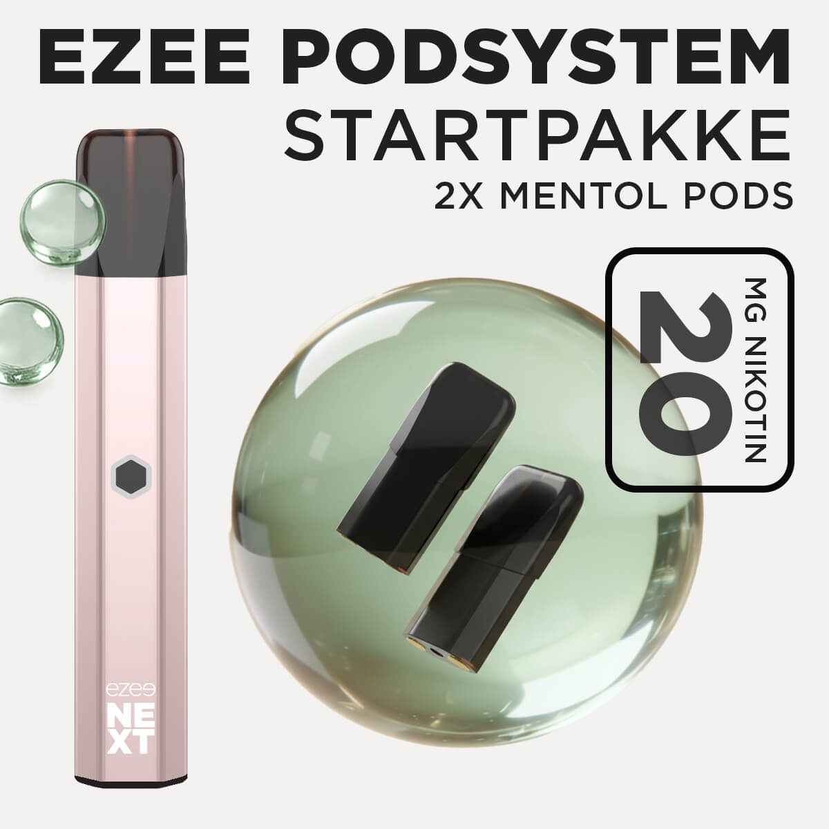 Ezee Next Pod startpakke Beige - Menthol smag 20mg nikotin