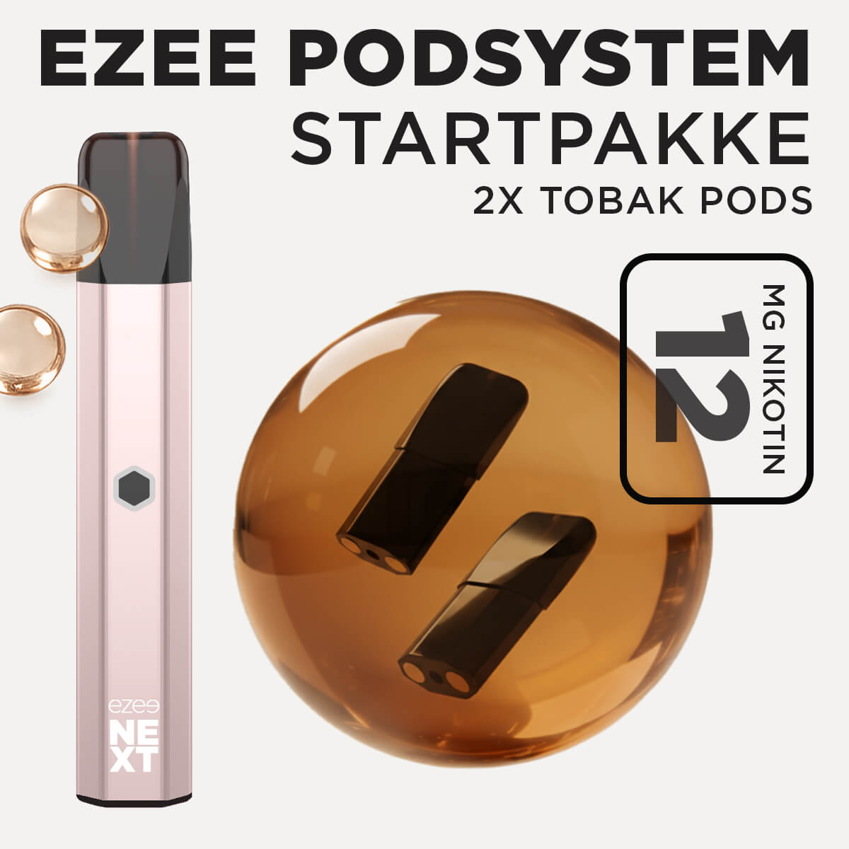 Ezee Next Pod startpakke Beige - Tobakssmag 12mg nikotin