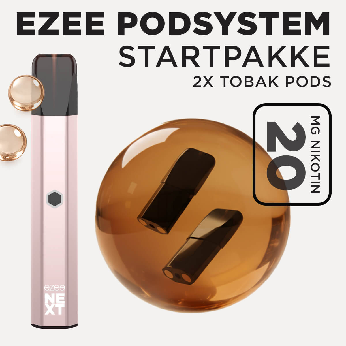 Ezee Next Pod startpakke Beige - Tobakssmag 20mg nikotin