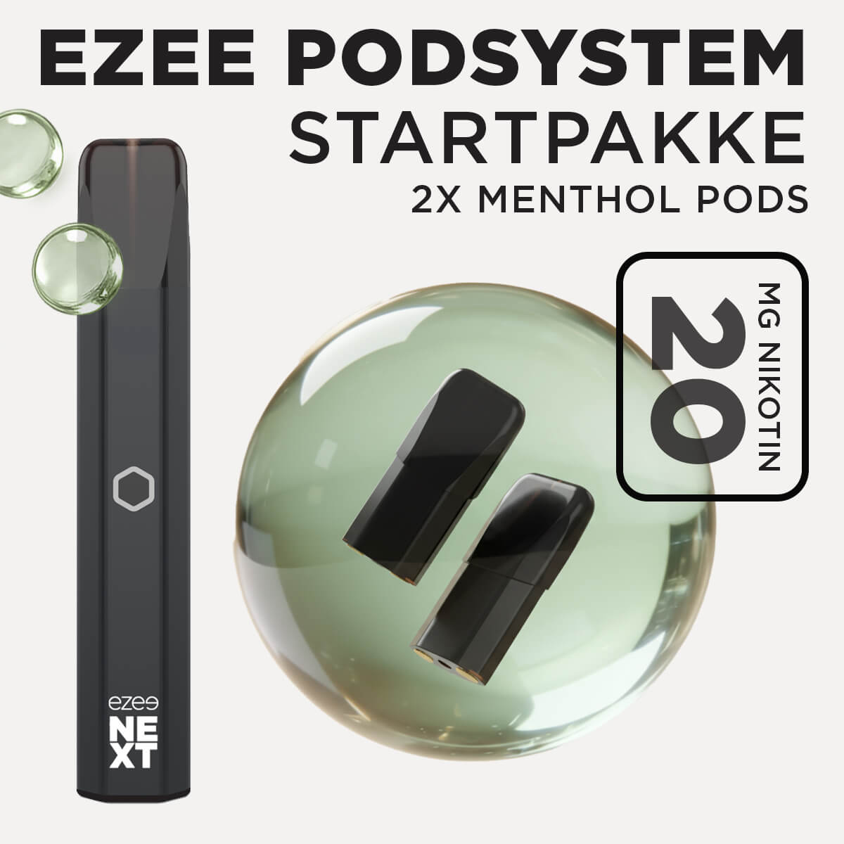 Ezee Next Puff Bar Kit Sort - Menthol smag 20mg