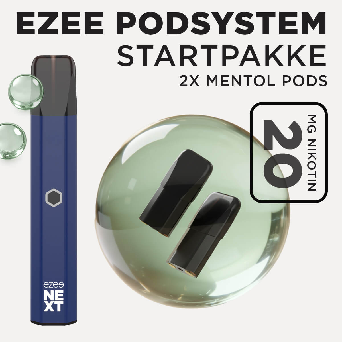 Ezee Next Puff Bar Kit Blå - Menthol smag 20mg