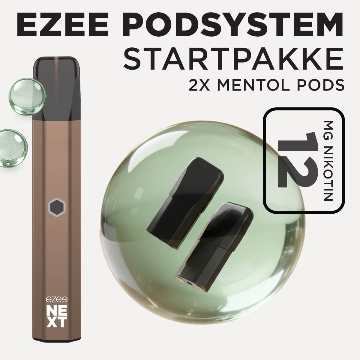 Ezee Next Puff Bar Kit Brun - Menthol smag 12mg