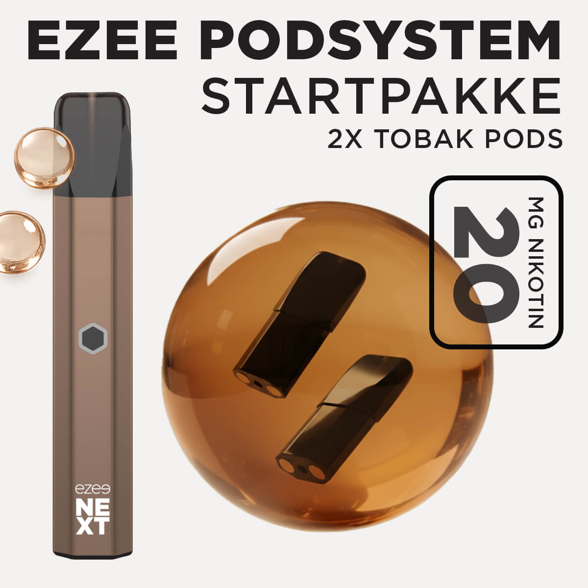 Ezee Next Puff Bar Kit Brun - Tobakssmag 20mg