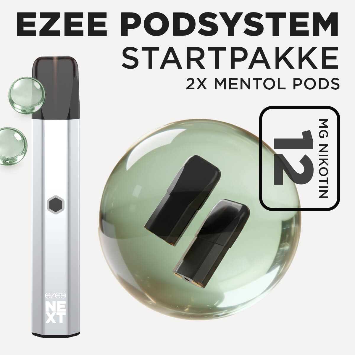 Ezee Next Puff Bar Kit Sølv - Menthol smag 12mg