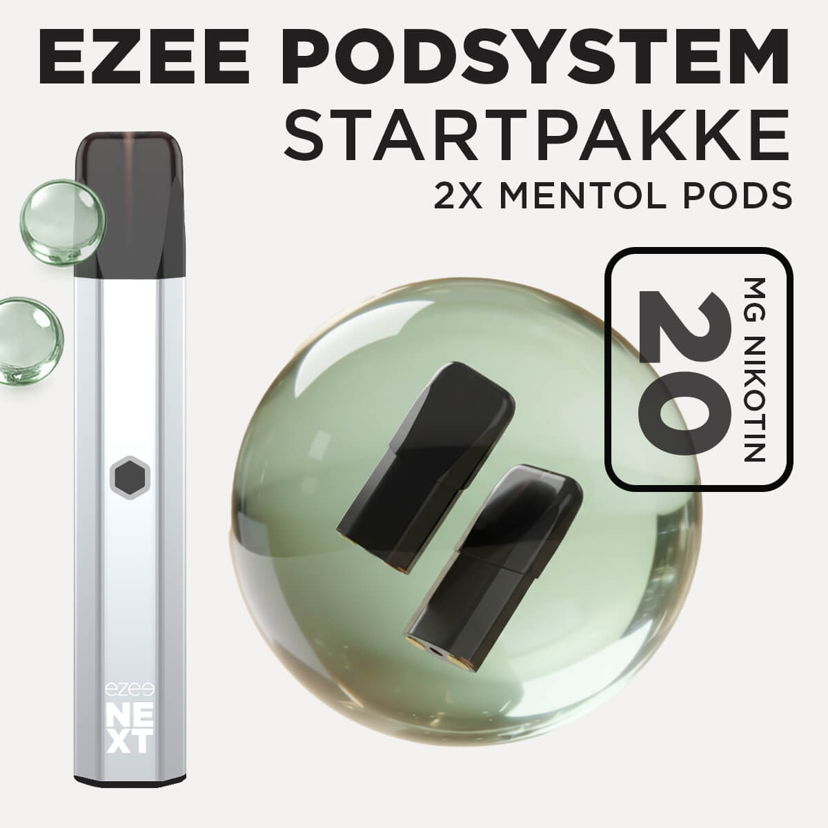 Ezee Next Puff Bar Kit Sølv - Menthol smag 20mg