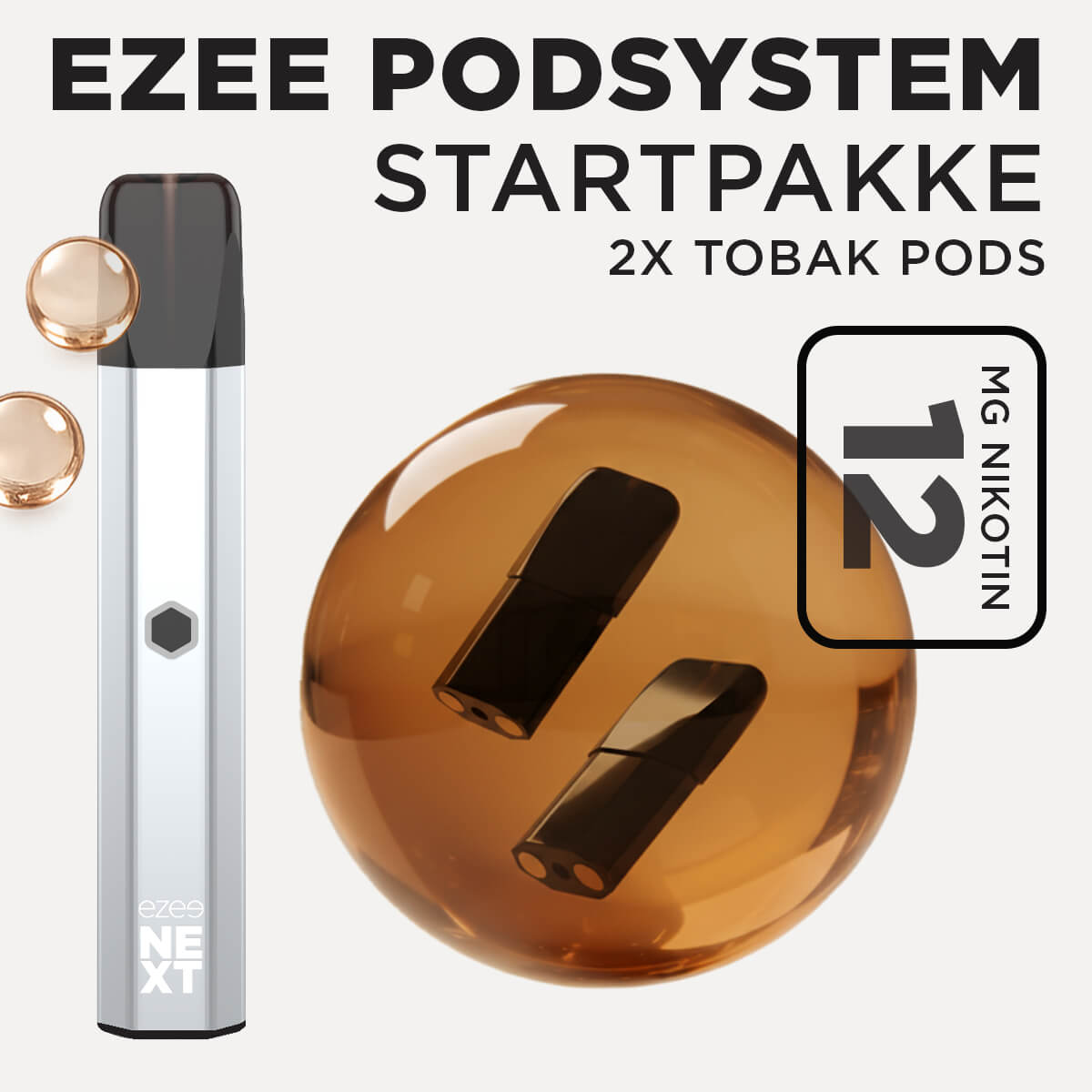 Ezee Next Puff Bar Kit Sølv - Tobakssmag 12mg