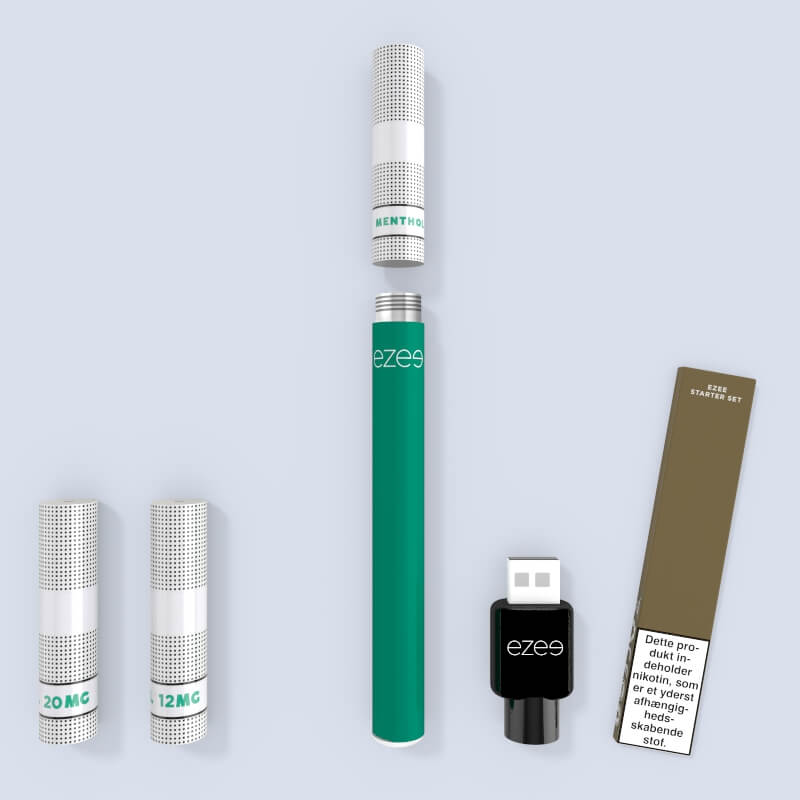 ezee e-cigaret startpakke mentholsmag tre nikotin styrker
